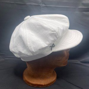 Vintage Betmar of New York White Cotton Linen Newsboy Cap